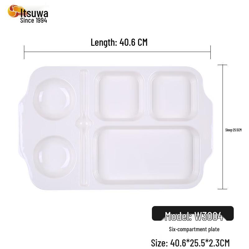 Rectangular Melamine 6-Compartment Divided Plate