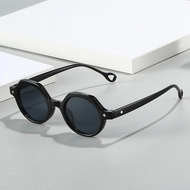  Retro Small Round Punk Sunglasses Women Fashion Gradient Leopard Shades UV400 Men Rivets Sun Glasses