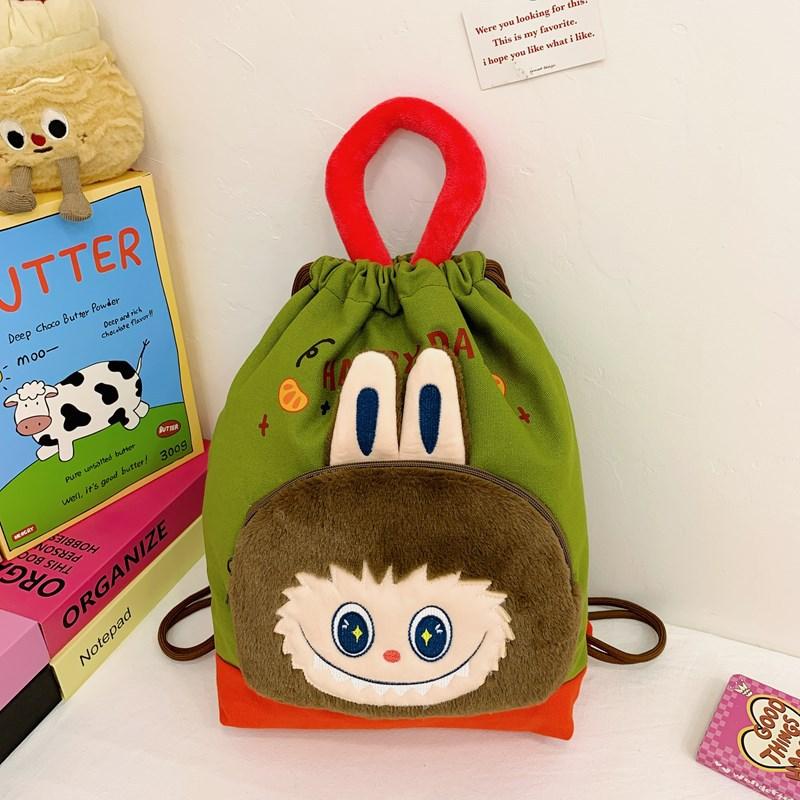 New Labubu Backpack Plush Pain Bag Cute Backpack Kapibala Canvas Bag Drawstring Bag