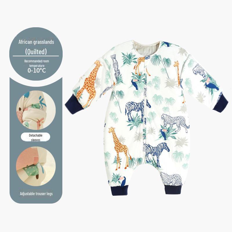 Sac de dormit pentru bebeluși Inxiuli din bumbac pur, cu picioare separate, anti-lovire, îngroșat pentru toamnă și iarnă