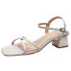 Coarse Heel High Heels with Sandals Women's New Summer Beautiful Medium Heel Temperament Shoes