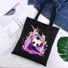 Ghost Knight Black Canvas Bag Casual Large Hand Bags for Women Ladies Shopping Handbag Print Large Capacity Bag