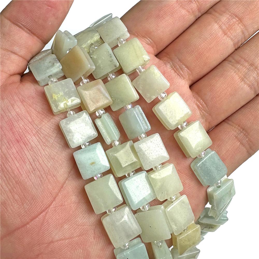 15pcs 10MM Square with groove Beads Flat Cube Natural Crystal Quartz Stone Loose Spacer Beads Charm For Jewelry Making Bracelets 15pcs