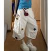 Sternbestickte Cargohose Damen Sommer Lockerer Schnitt Streetwear Gerade Hose Damen Große Tasche Kurze Hose Damen 2025