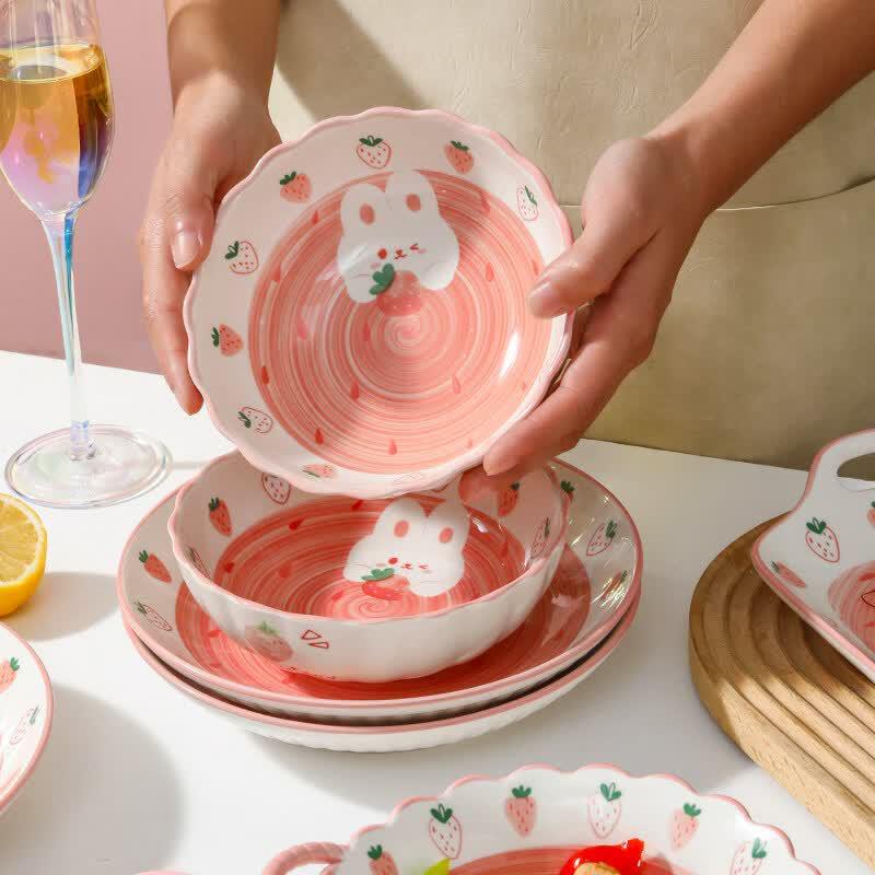 Younuo Cute Cartoon Ceramic Tableware Set