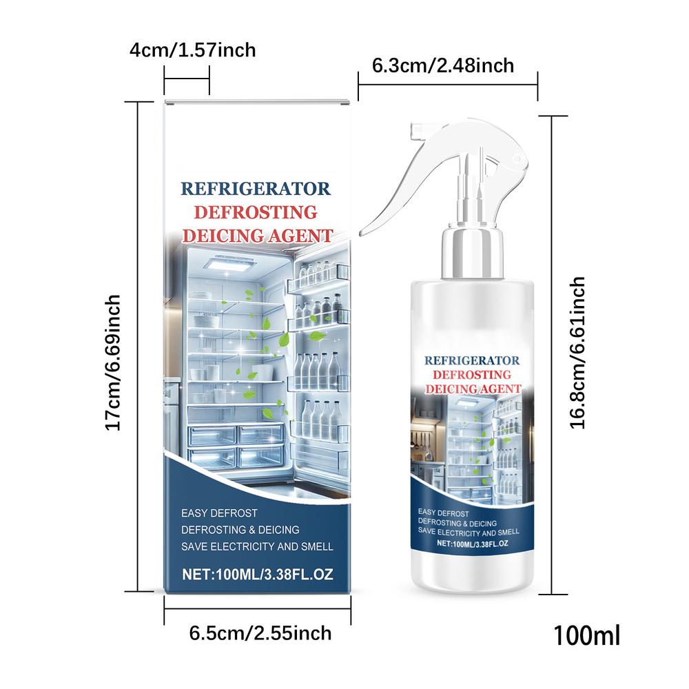 

Спрей для размораживания холодильников 100 мл, средство для удаления слоя льда, размораживающий очиститель для холодильников для кухни и дома белый