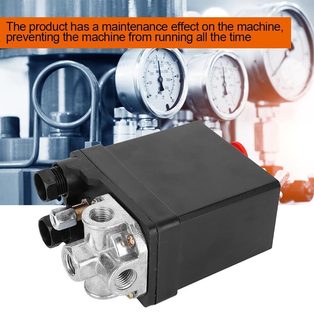 Presostat Automat Comutator Presiune Aer Negru Vertical Trifazat 4 Căi 380V 8KG Filet G14in