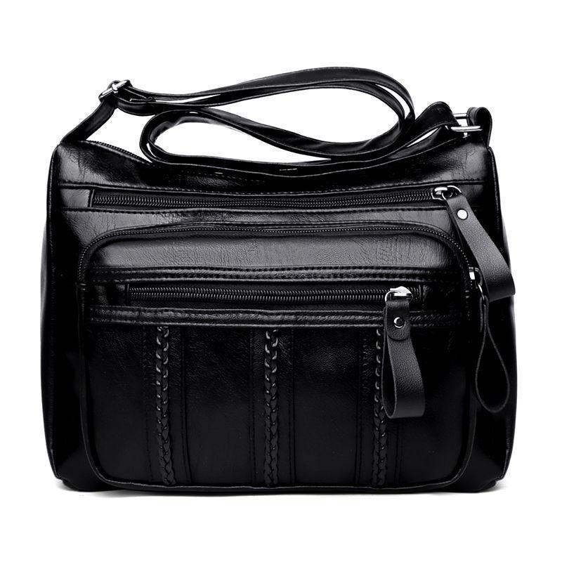 Damen Umhängetasche PU-Leder Große Kapazität Crossbody-Tasche Modisch Und Einfach Mehrere Reißverschlüsse Outdoor Mommy Bag Leichte Kleine Tasche