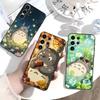 Kreslený R-Totoro-ES Pouzdro na telefon pro Samsung S26,S25,S24,S23,S22,S21,S20,Ultra,Plus,FE Černý měkký kryt