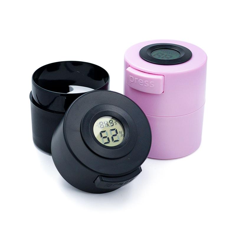 1 szt. Pojemnik do przechowywania kleju do rzęs, szczelne pojemniki na klej z termometrem i higrometrem, słoik do przechowywania przedłużanych rzęs, narzędzie do makijażu