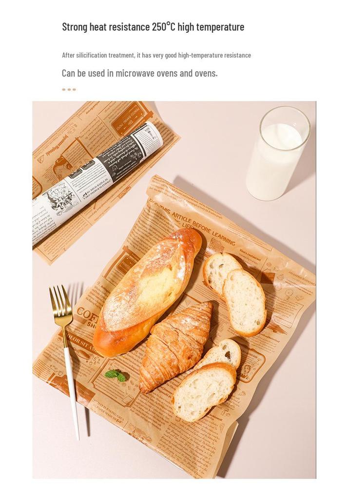 Silicone Oil-Proof Baking Paper with English Retro Print for French Fries, Sandwiches, Burgers, Bread, and Pizza