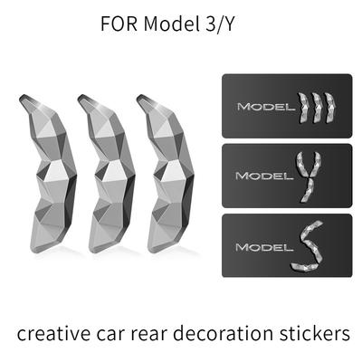 Tesla Metal Model Y/3/S/X Car Rear Emblem Stickers, Creative Car Rear Decoration Stickers.