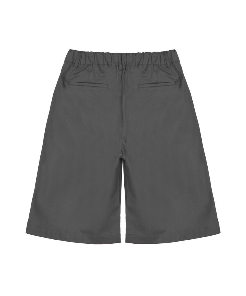 Nigaennikol Wide Two-Tuck Bermuda Pants_Charcoal