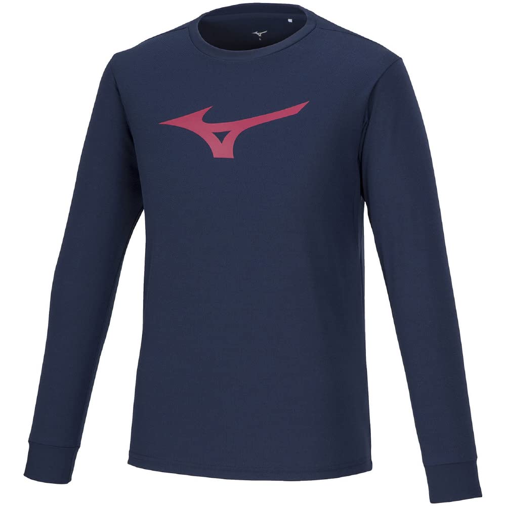Mizuno Training Wear Long Sleeve Dress Size M T-Shirt, Moisture-Wicking, Quick-Drying, 32MAA157, Navy/Magenta,