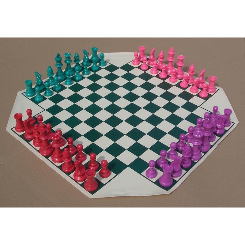 4-Way Chess Set Travel Chess Game With Chessboard and Chess for Group Gatherings