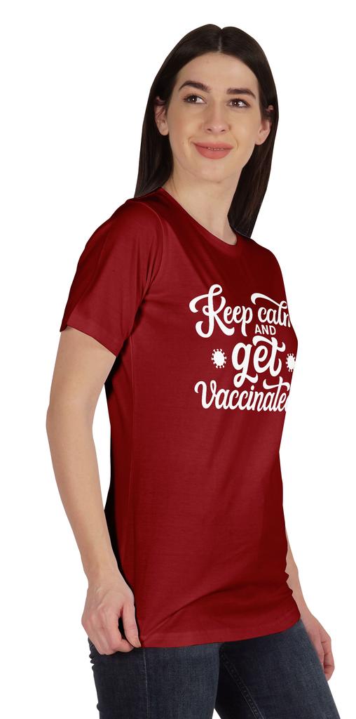 Inkmeso Keep Calm And Get Vaccinated Funny Pro Vaccine Crew Neck T-shirt For