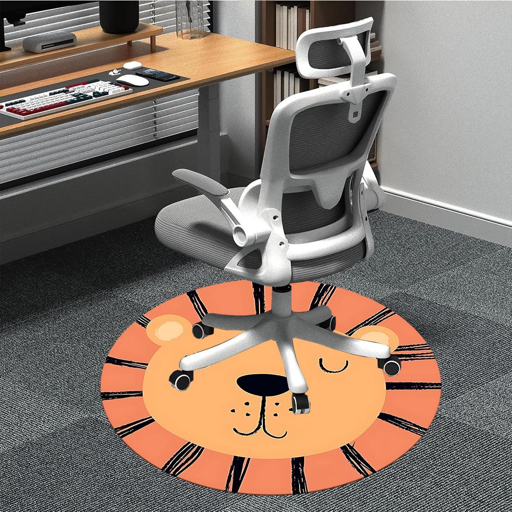 

1pc Lion Face Office Round Rug, Non-slip, Soft and Durable Office Rug for Interior Decoration, Perfect for Office, Beautiful Decoration yy260312032 80cm by 80cm