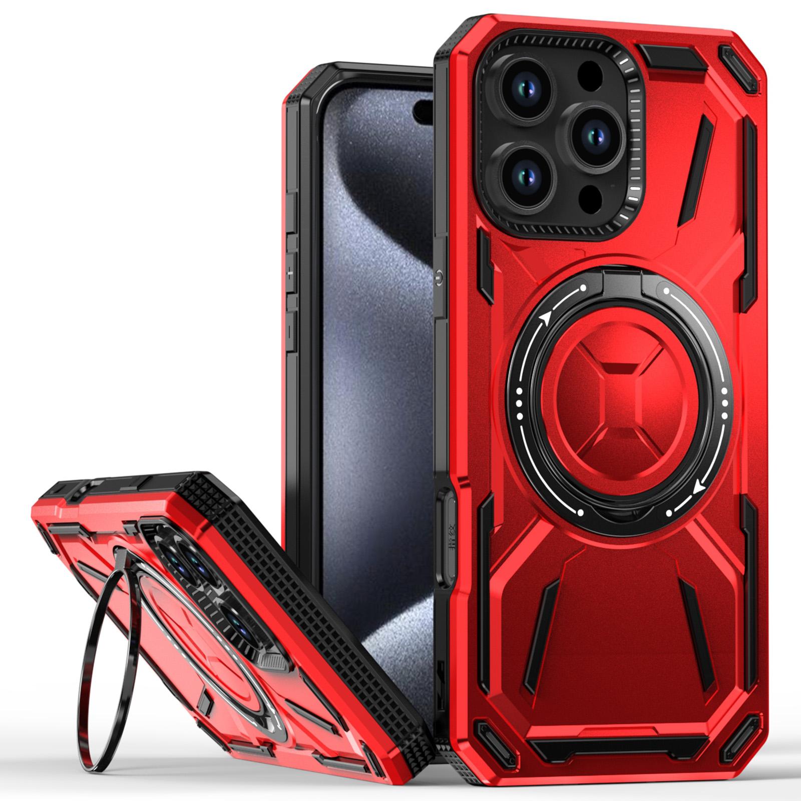 

For iPhone 16 Pro Max Kickstand Case TPU+PC Magnetic Phone Cover Red