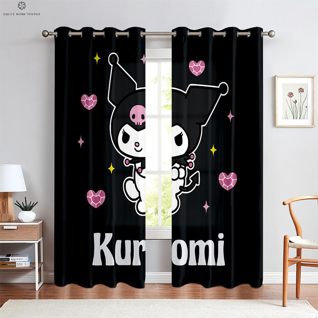 Cartoon Pattern Curtains for Kids Room Kitchen Area Study Room Decoration Rod Pocket Home Decoration Cute Pink Blue 2 Pcs