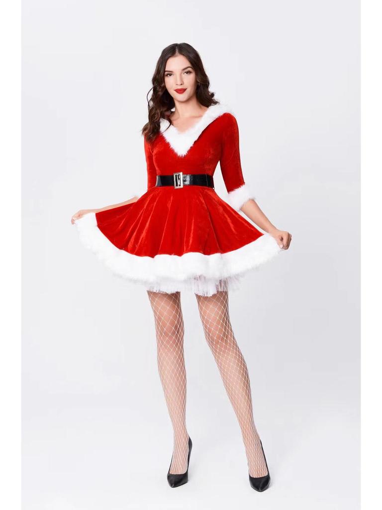 Auf Lager Weihnachts-Königin Kostümkleid für Damen für Erwachsene - Ideal für Fotos und Auftritte