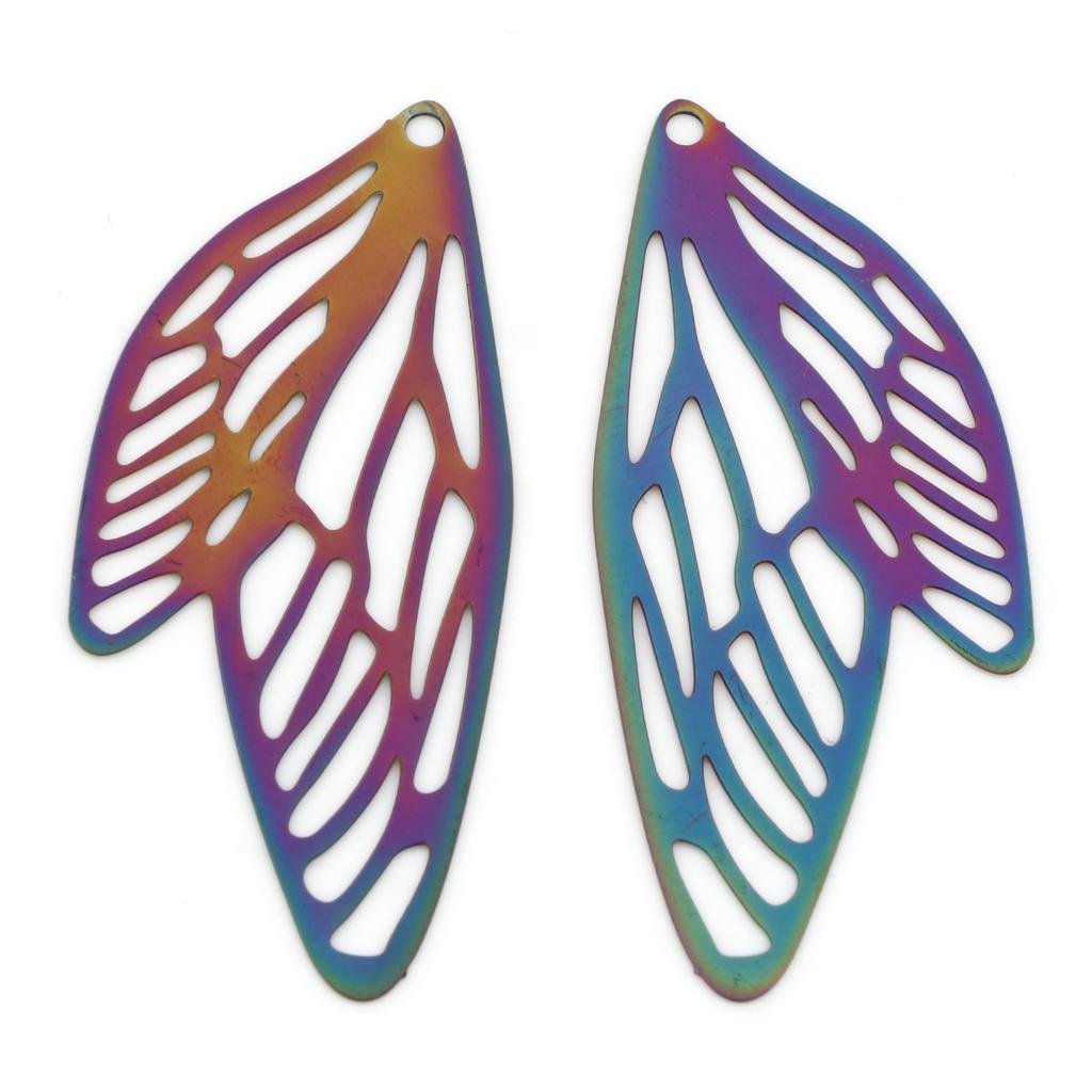 10pcs Butterfly Wing Charms Pendants Multicolor Painted Metal Charms Diy Necklace Bracelets Women Hollow Jewelry 5cm X 2.1cm