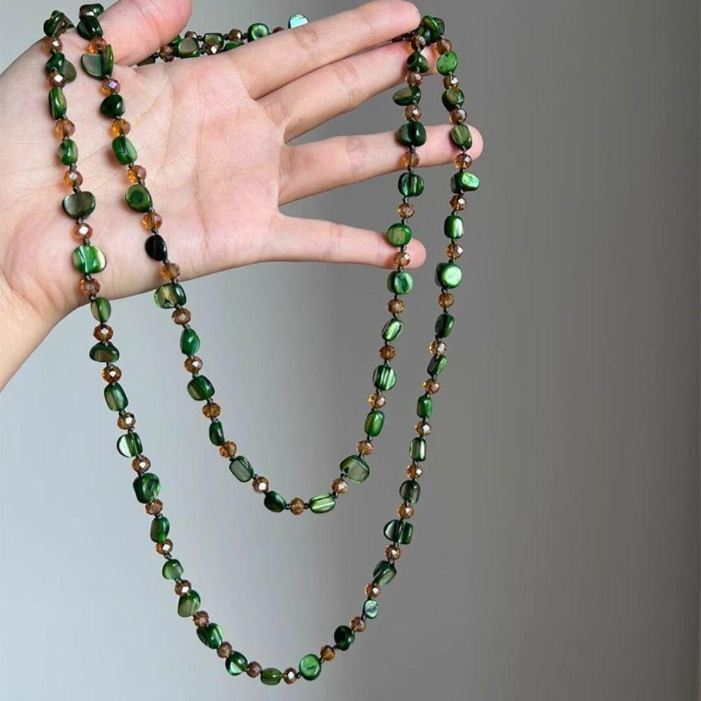Bohemian Antique Necklace Colorful and Green Double Layers Necklace Long Necklace  Women Girls