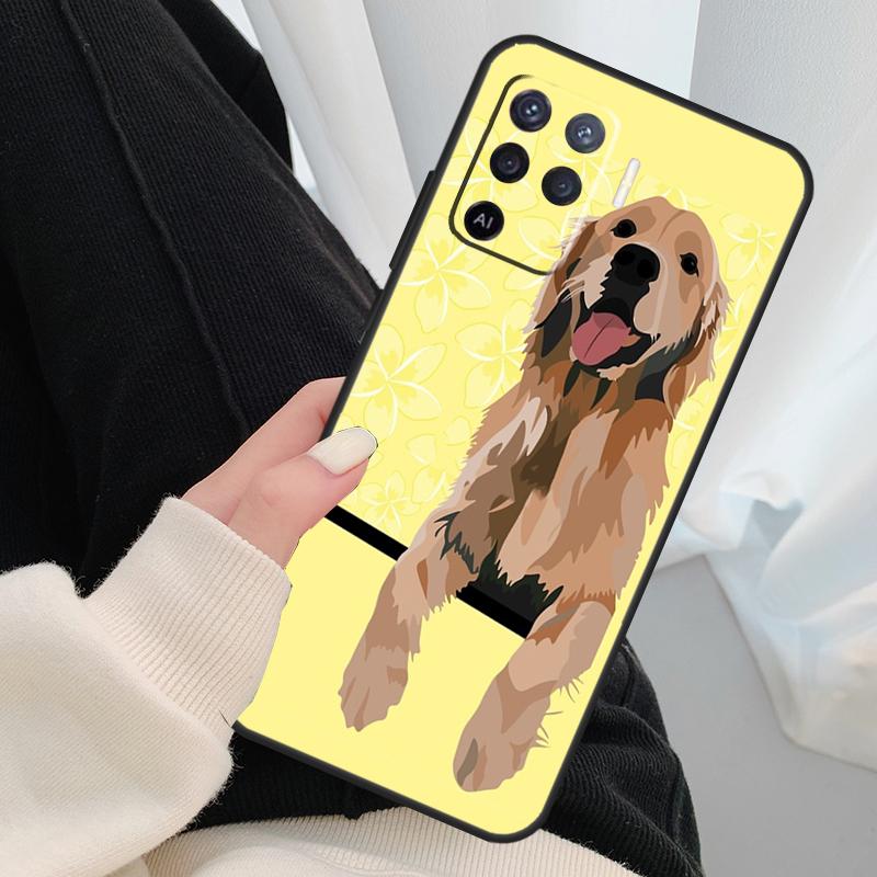 Cartoon Golden Retriever Dog Case For Oppo A17 A57 A77 A40 A78 A54 A74 A94 A76 A16 A96 A18 A60 A80 A38 A58 A98 A15 A5 Pro
