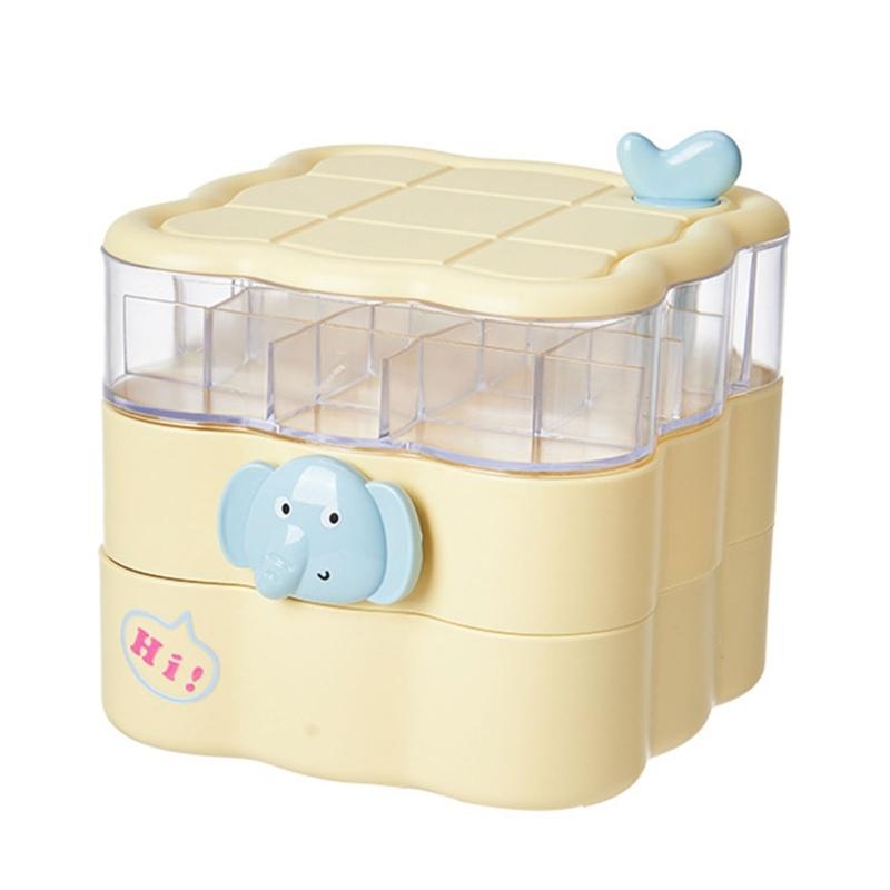 

3 Layer Rotating Clear Jewelry Organizers With Bear Decoration Accessories Case For Earrings Necklaces Rings Storage 1