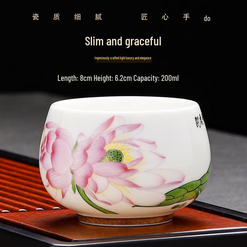 Shangqi Gold-Painted Lotus Master Teacup Set (2-Piece, 200ml)