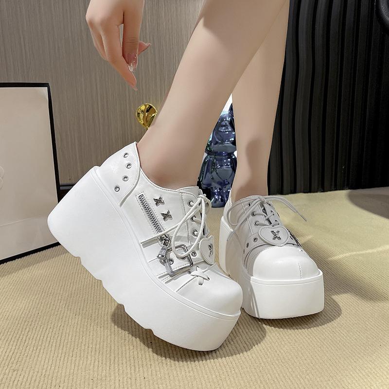Fashion 8.5 Cm Wedge Thick Bottom Fashion Punk Shoes Woman Fashion Classics Gothic Metal Women Ladies High Platform Pumps