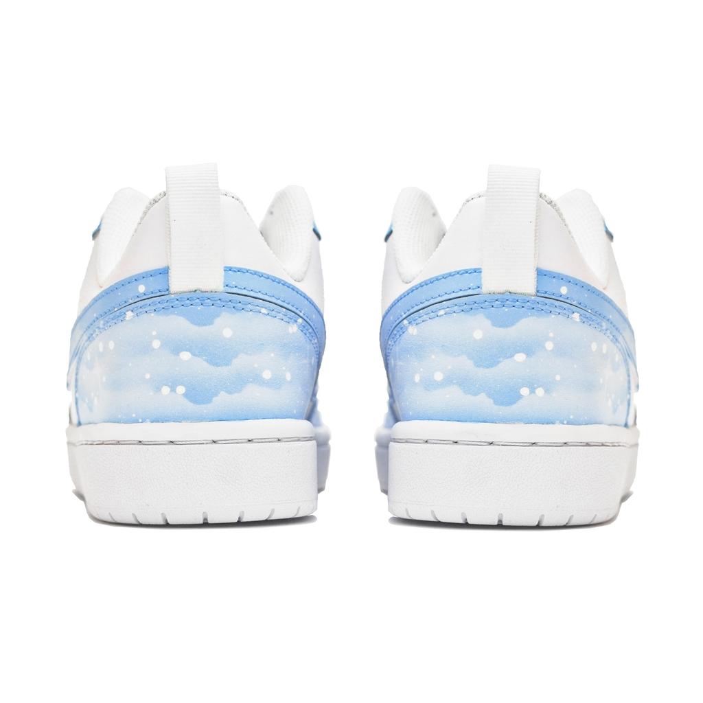 Nike Court Borough Low ABLOODING Starry Sky Collection Low Top Skateboard Shoes GS Blue White BQ5448-100(Team14-GS-Box)