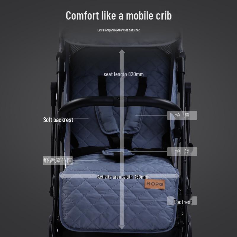 He Bao Baby Stroller: Reinforced Two-Way, One-Key Folding, High-Landscape Pram