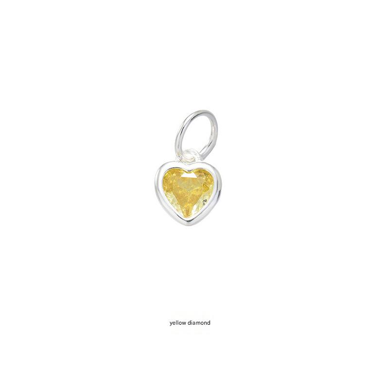 S925 Sterling Silver Blue Green Pink Heart Zircon Pendant for Fine Jewelry DIY Making Charms
