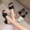 Fashion Summer Women Fashion Slippers Women White Pu Leather Plus Size 42 High Heel Sandals Luxury Heel Female Slippers Zapatos De Mujer