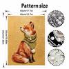 Easy DIY Framed Pearl Bead Painting Kit with Scarf Wearing Fox 3D Sparkling Canvas Art for Home Decoration Gift Idea for Winter Holiday Decor