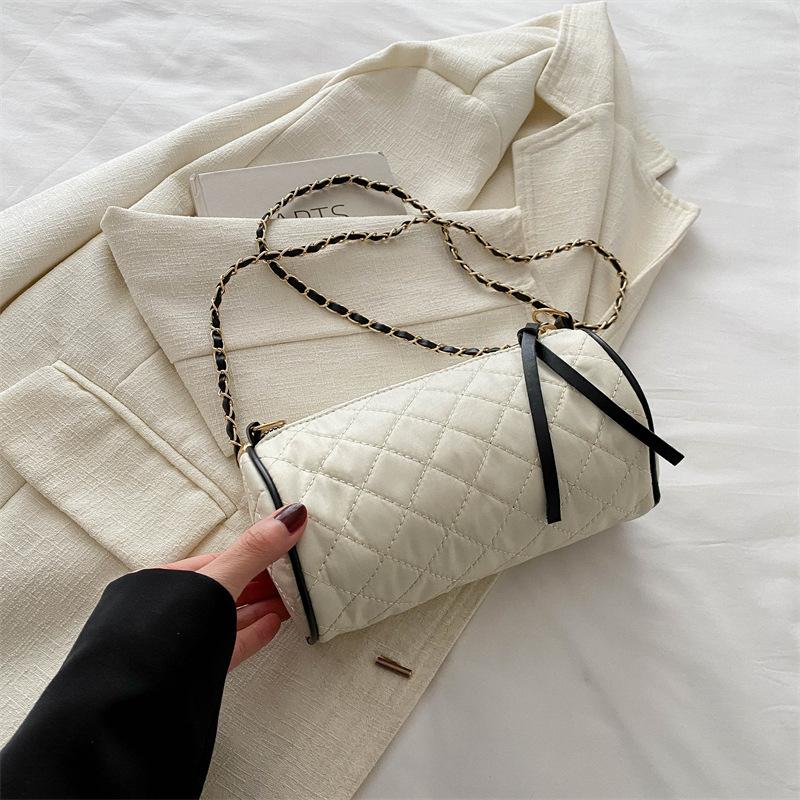 Straw Fashion Casual Bag Chain Bag 2025 Spring New Versatile Ins Shoulder Cost-effective Cylinder Bag