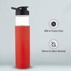 Borosilikatglasflasche mit schwarzem Trinkverschluss | Rutschfeste Silikonhülle | 1000 ml