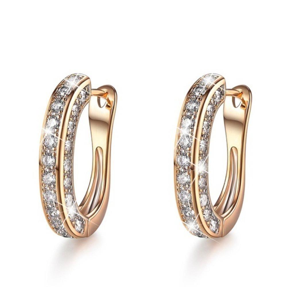 

Sparkling Geometric Zircon Earrings for Women Full Diamond Stud Ear Clips European American Fashion золотой