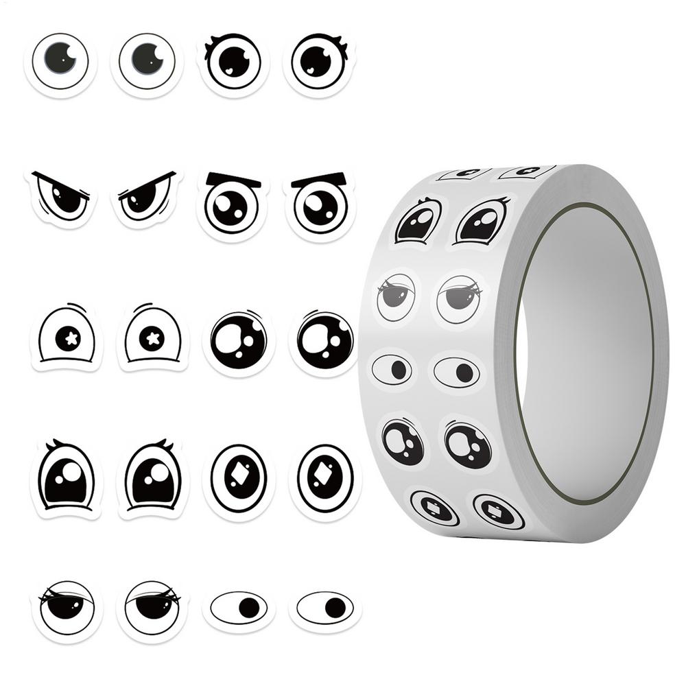 

500Pcs Cute Cartoon Eye Stickers Roll Assorted Expression Decals for DIY Craft, Classroom School Teacher Stationery Book Decor