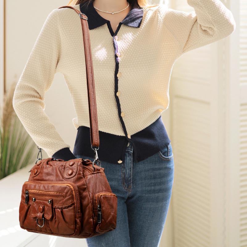 Women Bag High Quality Female Handbag Solid Color Vintage Classic Ladies Shoulder Totes Designer PU Leather Crossbody Messenger Bags
