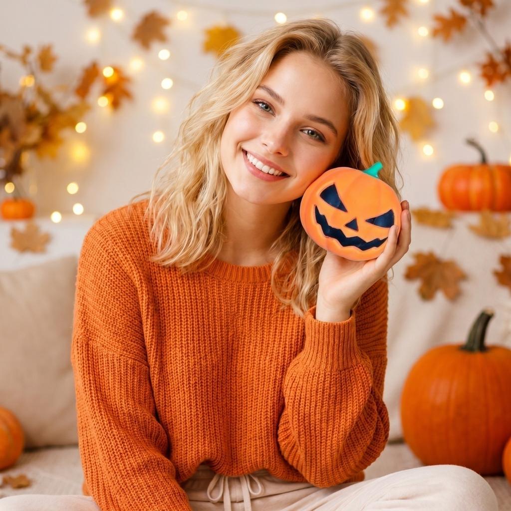 Halloween Pumpkin Squeeze Toy Stress Relief Fidget Sensory Toy for Kids and Adults Soft Decompression Toy Party Favor