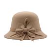 Basin hat women's autumn and winter casual hat big bow fashionable bucket hat women's dome British woolen top hat