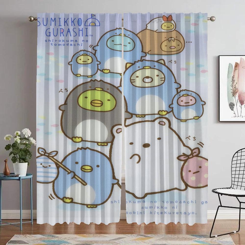 Sumikko Gurashi Shades Modern Living Room Curtains 2 Pieces Blackout Curtain for Room 2 Panel Halloween Decoration Partition