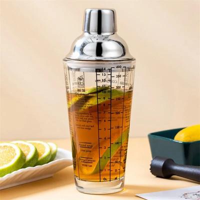 400/600ML Cam Kokteyl Çalkalayıcı El Çalkalayıcı Bardak Ölçekli Limonlu Sütlü Çay Çalkalayıcı Bardak Paslanmaz Çelik Kapaklı Şarap İçecek Karıştırıcı Bar