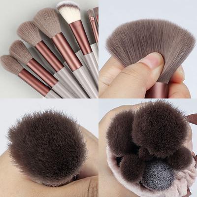 Set di pennelli per trucco Pennello per fard in morbida pelliccia per principianti in polvere sciolta Pennello per fondotinta Pennello per ombretto Pennello per tintura vertiginosa Pennello per evidenziatore