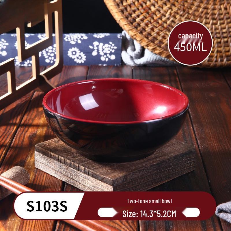 Melamine Black & Red Two-Tone Small Bowl