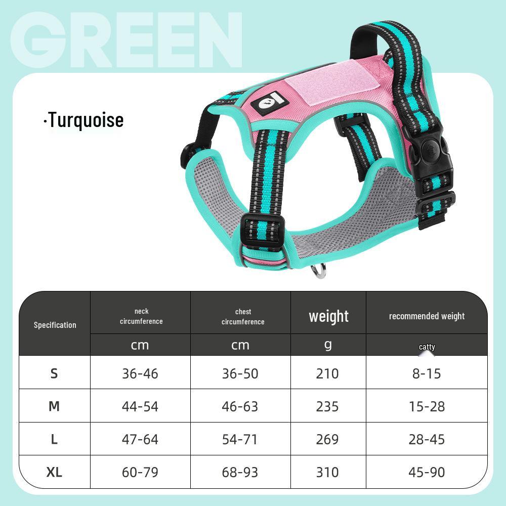 Large Dog Vest-Style Harness with Velcro & Shock-Resistant Leash