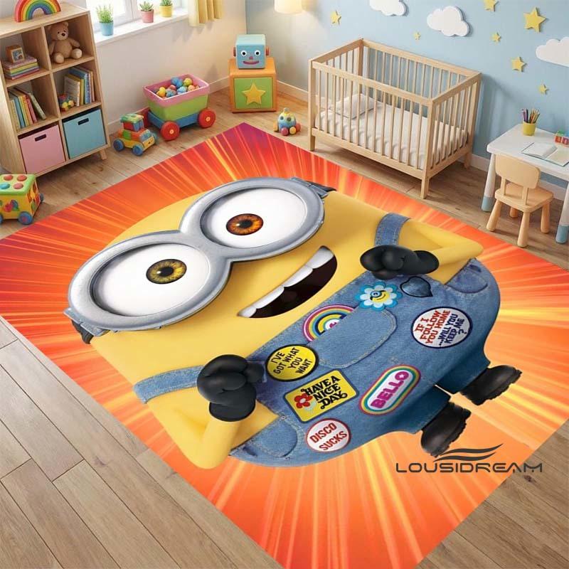 "I LoveM- Minions" Cartoon-Print Rug — Non-Slip Kitchen Mat, Outdoor Carpet, Home & Bedroom Decor, Yoga Mat, Birthday Gift.