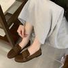 2025 new retro double buckle with loafers women's British style round head small leather shoes one pedal low heel commuter shoes