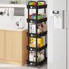 Multifunction Utility Rolling Cart 5-Tier Plastic Metal Storage Organizer Black Lockable Wheels Modern Style Indoor Use